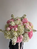 FLOWERS BOUQUET WITH HYDRANGEAS AND MATTHIOLA