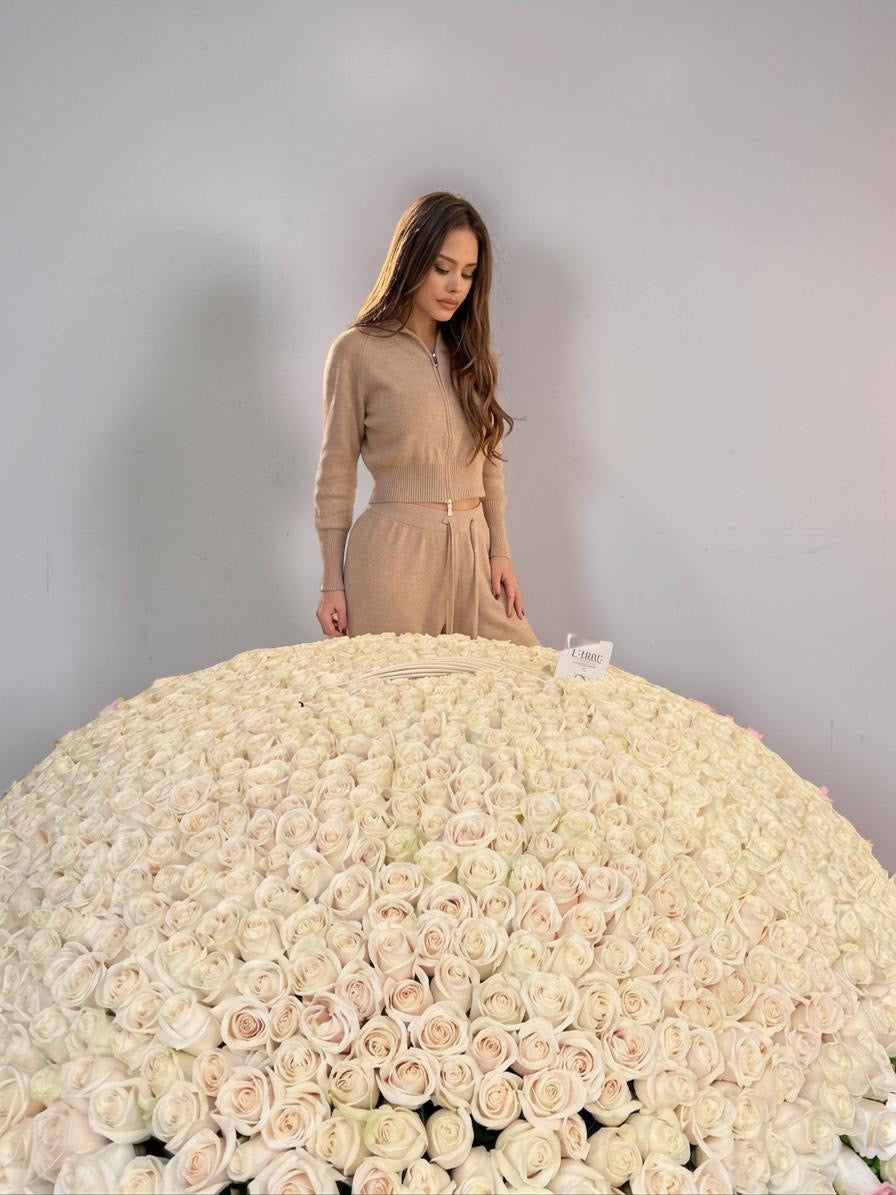 EID MUBARAK EDITION FLOWERS BASKET -1001 PREMIUM CREAM ROSES