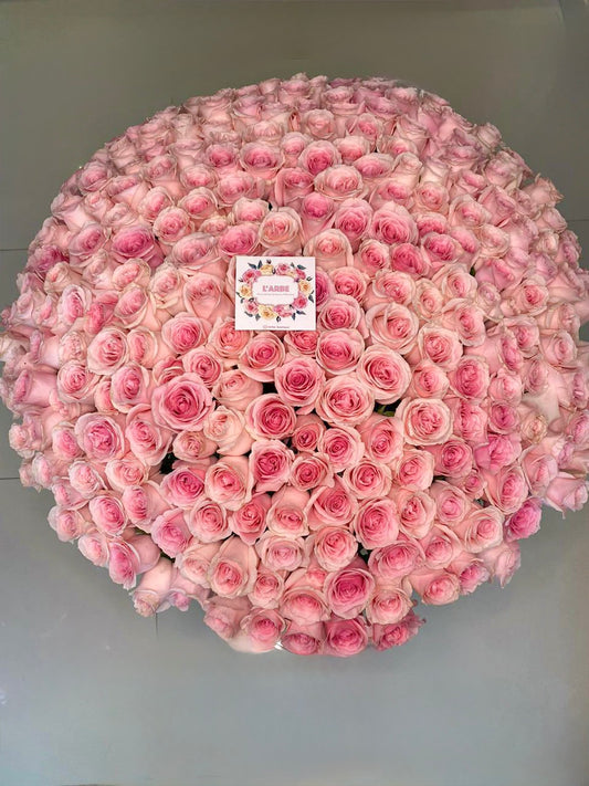 LIGHT PINK FLOWERS BOUQUET WITH ROSES 271 PCS