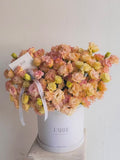 ORANGE FLOWERS BOX WITH EUSTOMA