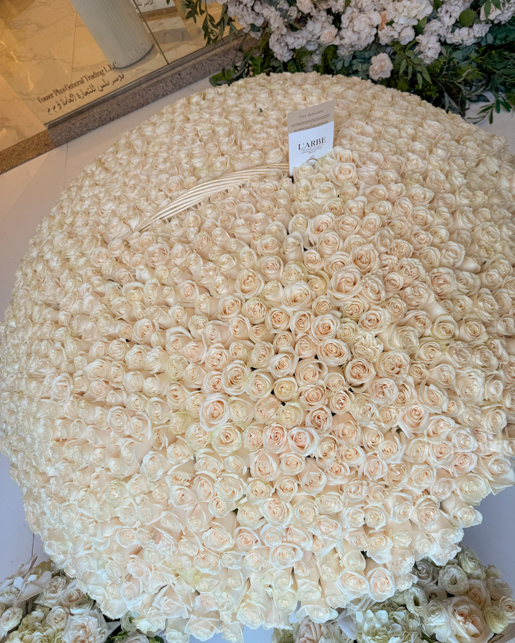 EID MUBARAK EDITION FLOWERS BASKET -1001 PREMIUM CREAM ROSES