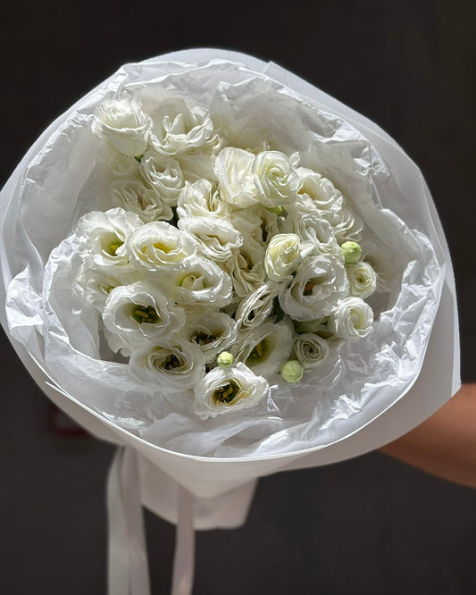 White eustoma flowers bouquet