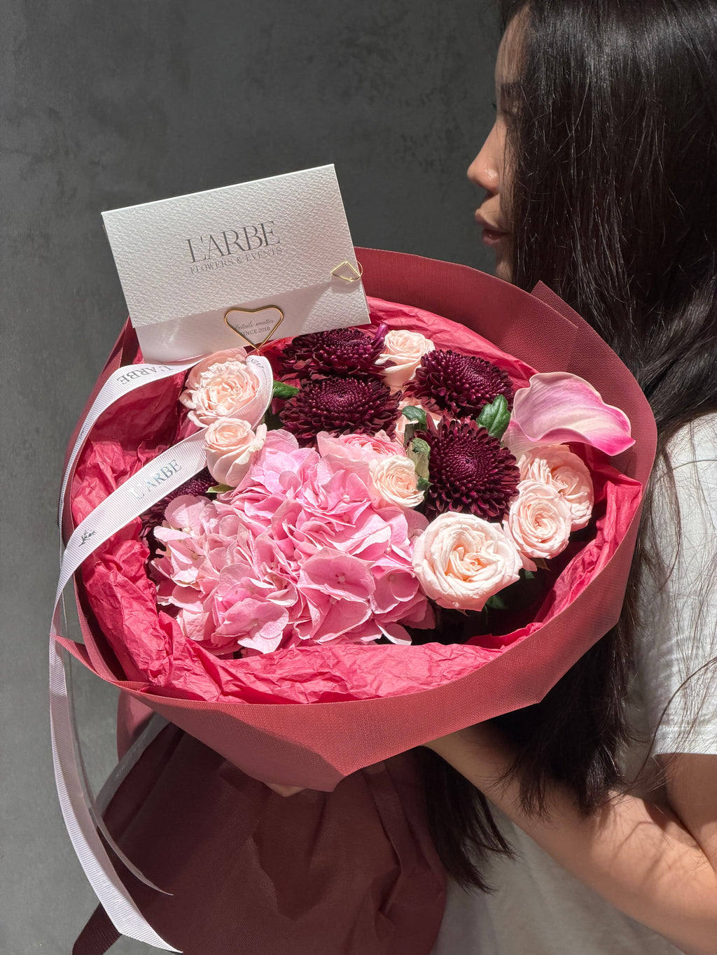 FLOWERS BOUQUET WITH HYDRANGEA AND CHRYSANTHEMUM “AUTUMN EMBRACE”