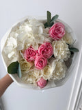 FLOWERS BOUQUET WITH HYDRANGEAS AND ROSES