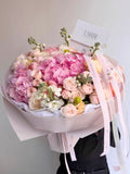 FLOWERS BOUQUET WITH ROSES AND HYDRANGEAS “PRECIOUS”