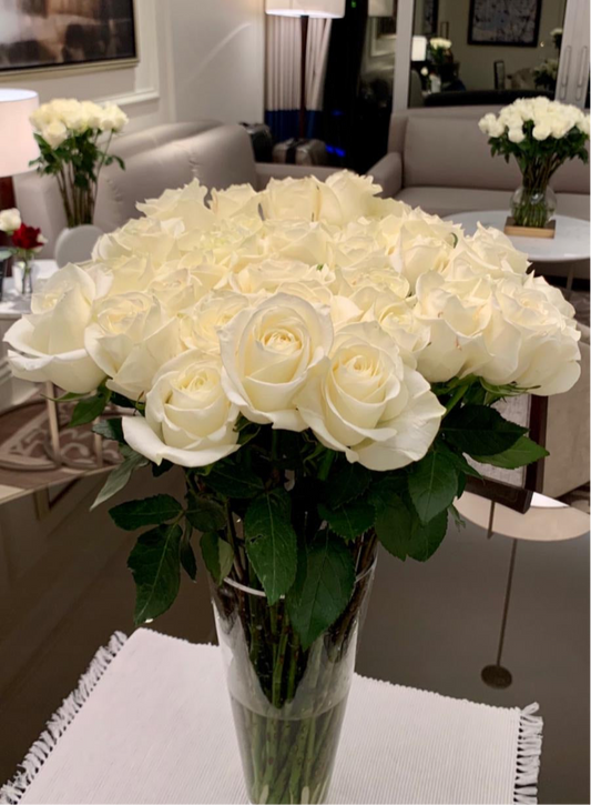 39 White roses flowers bouquet