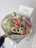 FLOWERS BOUQUET WITH ROSES AND HYDRANGEAS “EVELIA”