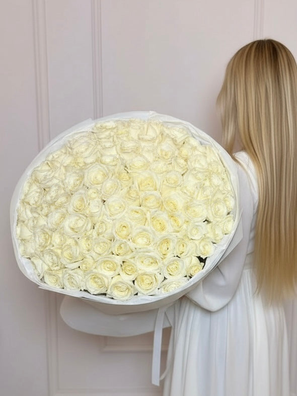 EID MUBARAK EDITION FLOWERS BOUQUET “WHITE ROSES 101 PCS” STANDART