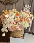 FLOWER BUSKET “APEROL” WITH ORANGE PHALENOPSYS ORHID