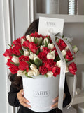 FLOWERS BOX WITH TULIPS MIX RED AND WHITE