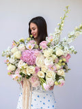 FLOWERS BASKET WITH DELPHINIUM “AZALIE”