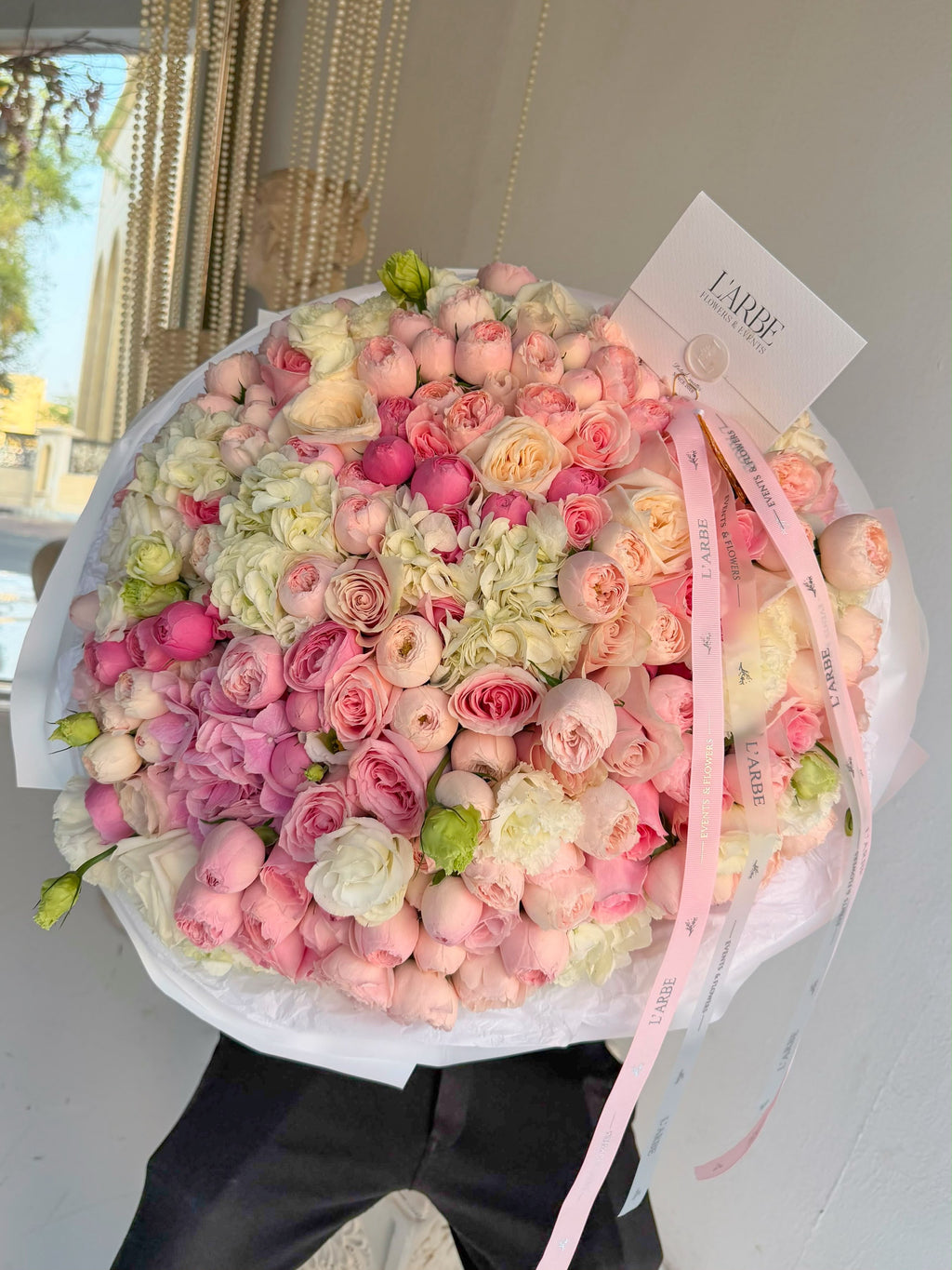 HUGE FLOWERS BOUQUET WITH PINK MIX “STARLIT”