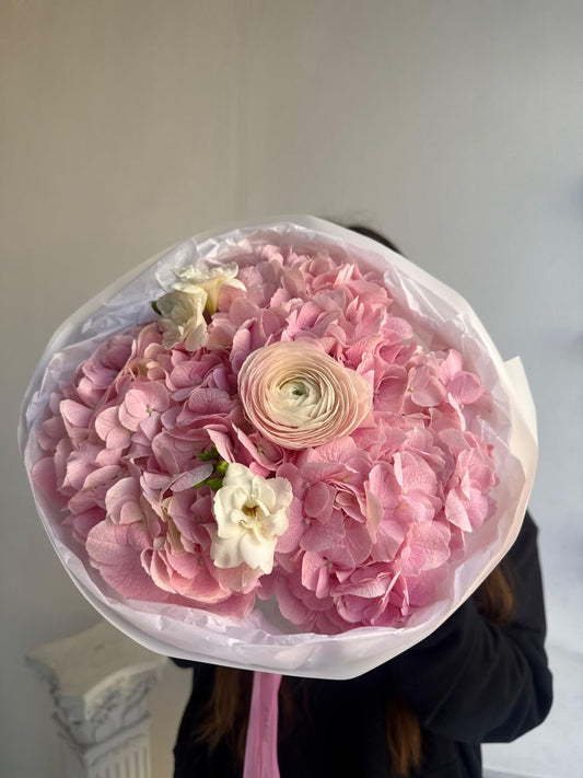 SPRING MELODY WITH RANUNCULUS AND HYDRANGEAS