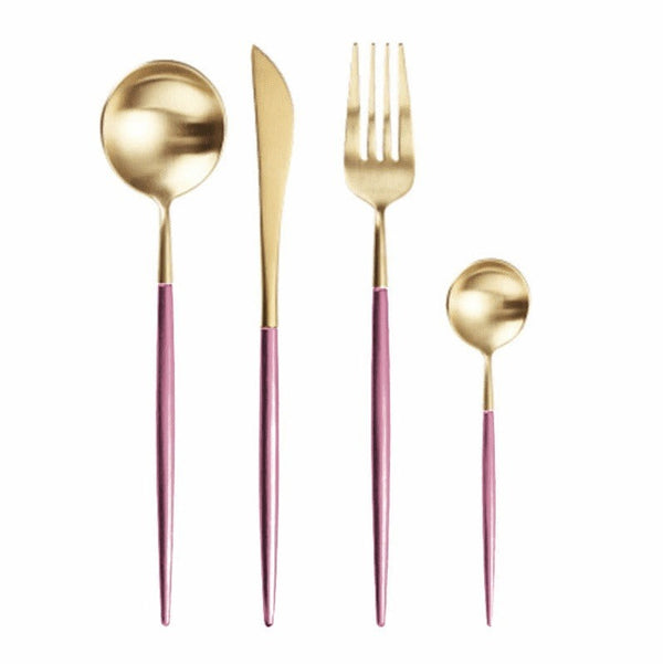 Pink and gold curtlery rent CTL-0002