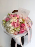 FLOWERS BOUQUET WITH HYDRANGEAS AND ROSES “ENCHANT”