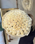 EID MUBARAK EDITION CREAM WHITE FLOWERS BOUQUET WITH ECUADOR ROSES 101 PCS