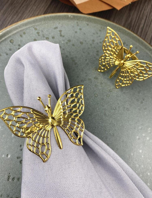 Gold ring for napkin Butterfly (rent) R-0012