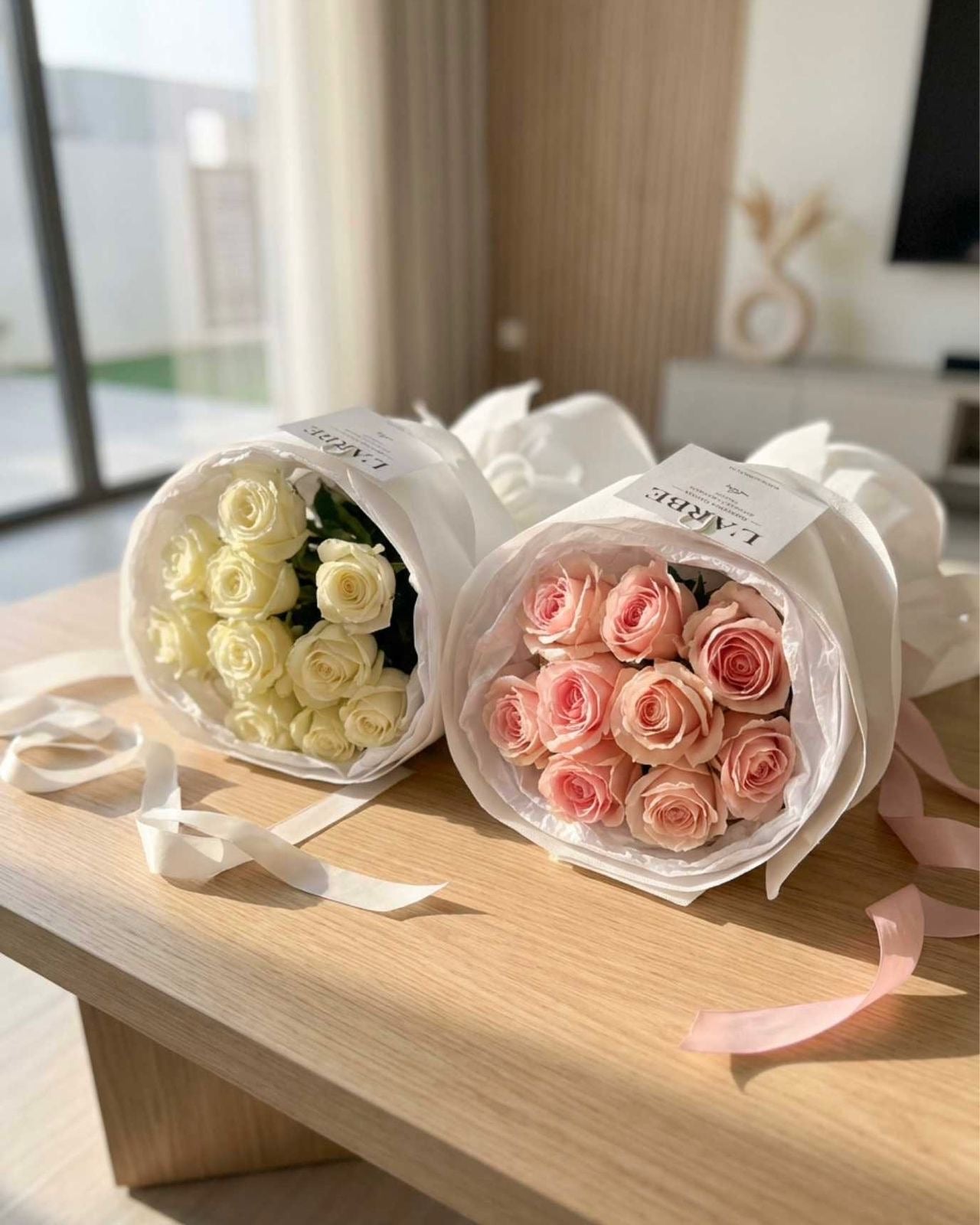 PINK AND WHITE FLOWERS BOUQUET “COMPLIMENTS” WITH ROSES - 2 BOUQUETS