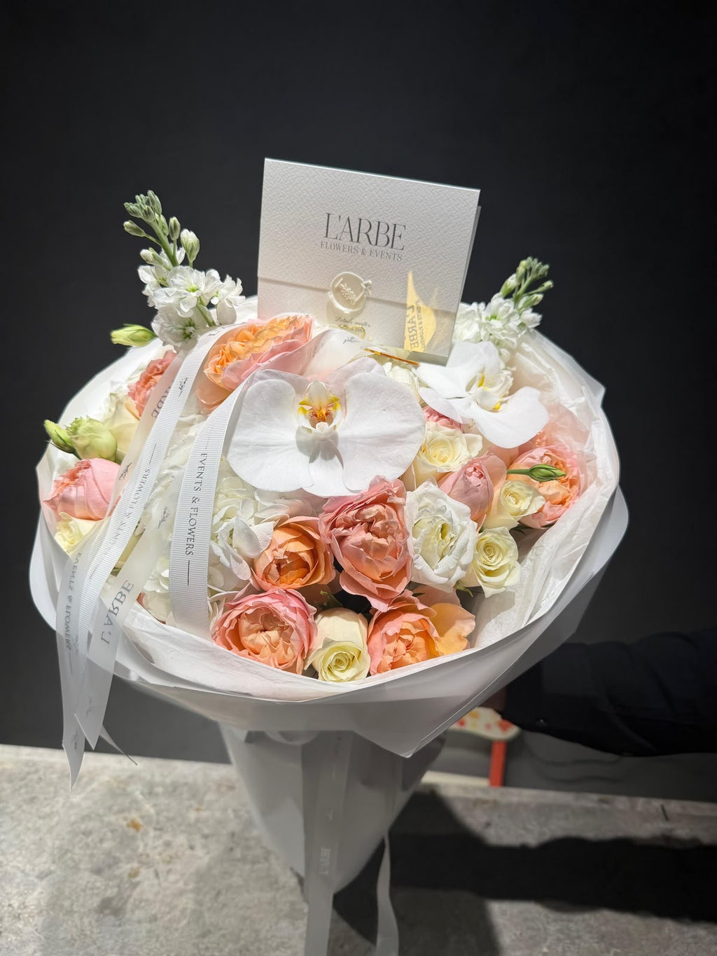 FLOWER MIX “SUNNY LOVE” WITH ORCHID AND ROSES