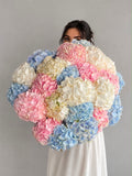 FLOWERS BOUQUET WITH WHITE, BLUE AND PINK HYDRANGEAS “SYLPH”