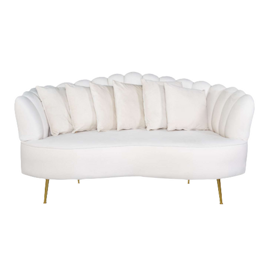 Premium white velvet sofa Cozy Haven (rent)