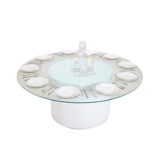 Azzurra Round Glass Dining Table White  (rent)