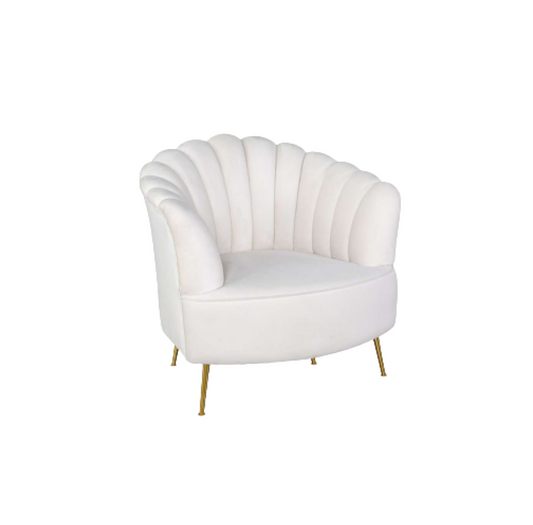 Armchair premium white velvet Cozy Haven (rent)