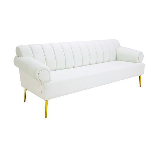 Lorenza White Velvet 3 Seater Wedding Wide Tufted Sofa (rent)