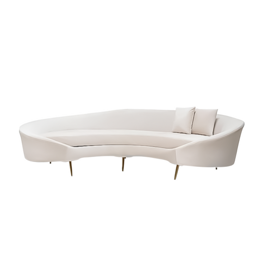 Curved sofa Royal Relax white velvet (rent)