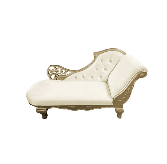 Antique Sofa Wood Chaise Lounge - WHITE (rent)