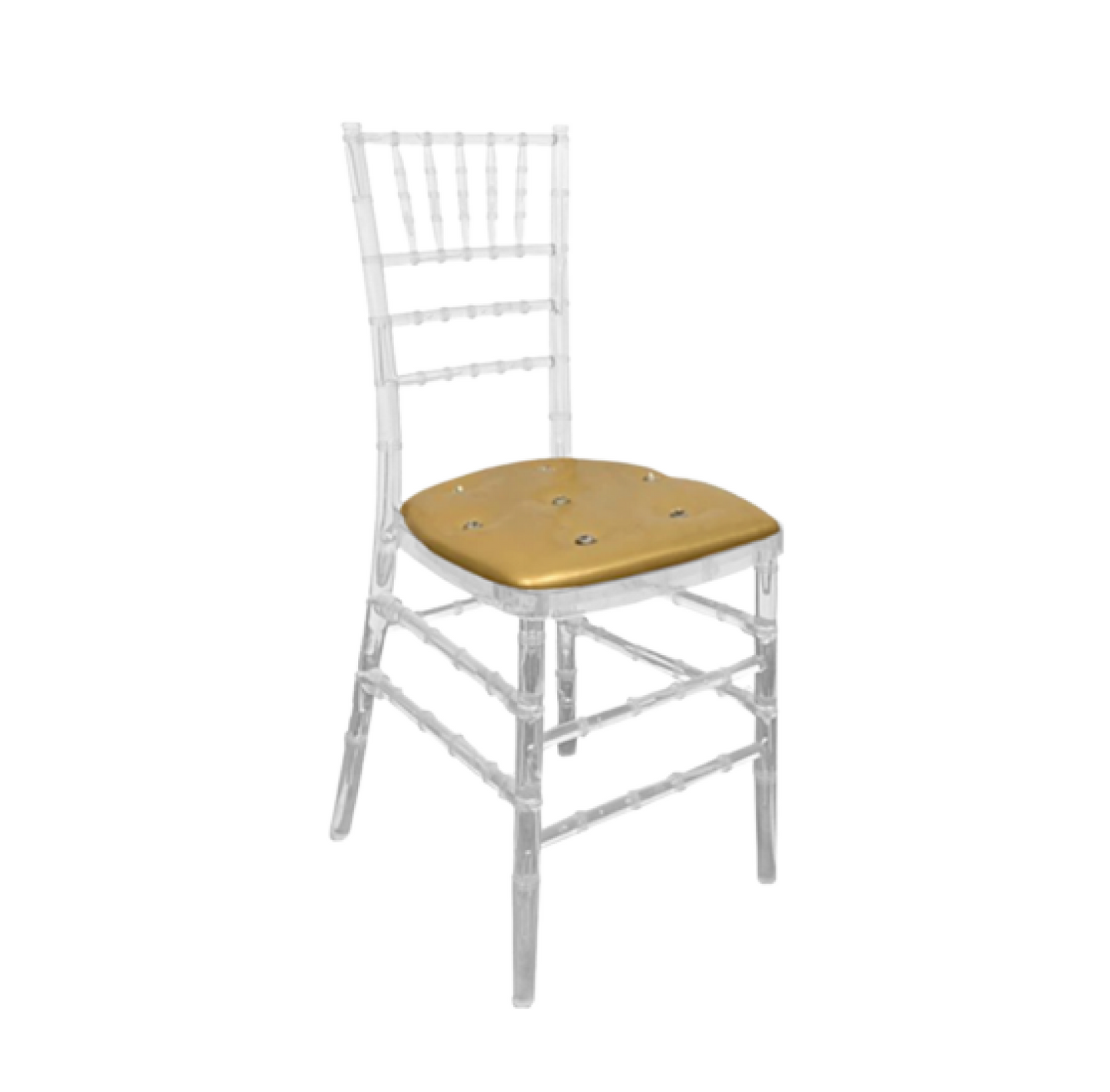 Acrylic Chiavari Chair - Button Cushion White or Gold (rent)