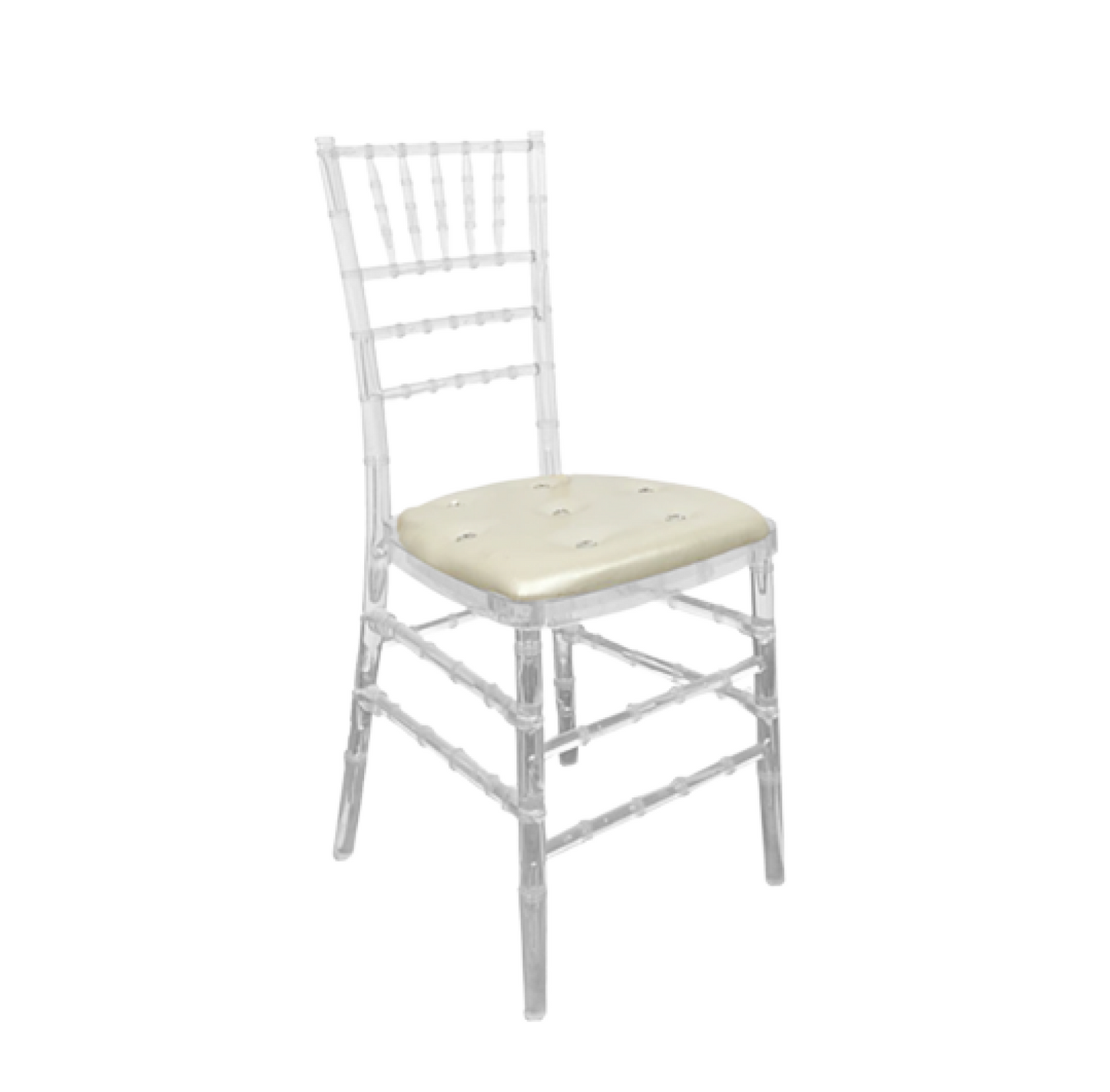 Acrylic Chiavari Chair - Button Cushion White or Gold (rent)