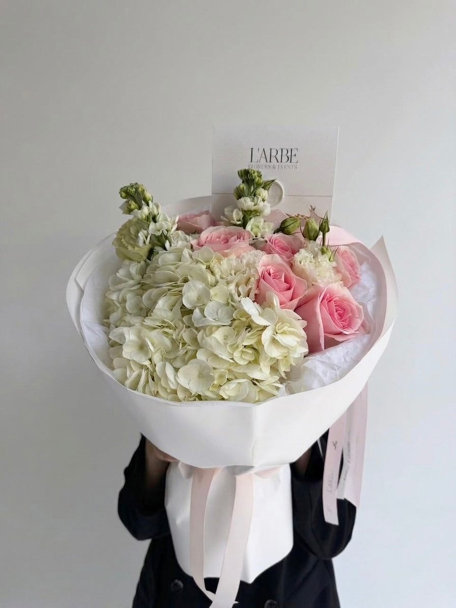 FLOWERS BOUQUET WITH HYDRANGEAS AND ROSES “MAISON”