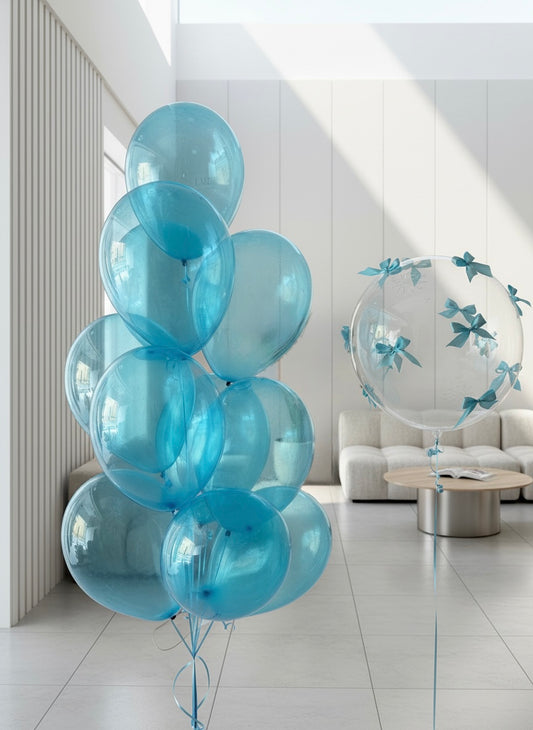 AIR BALLOONS BLUE AND WITH RIBBON