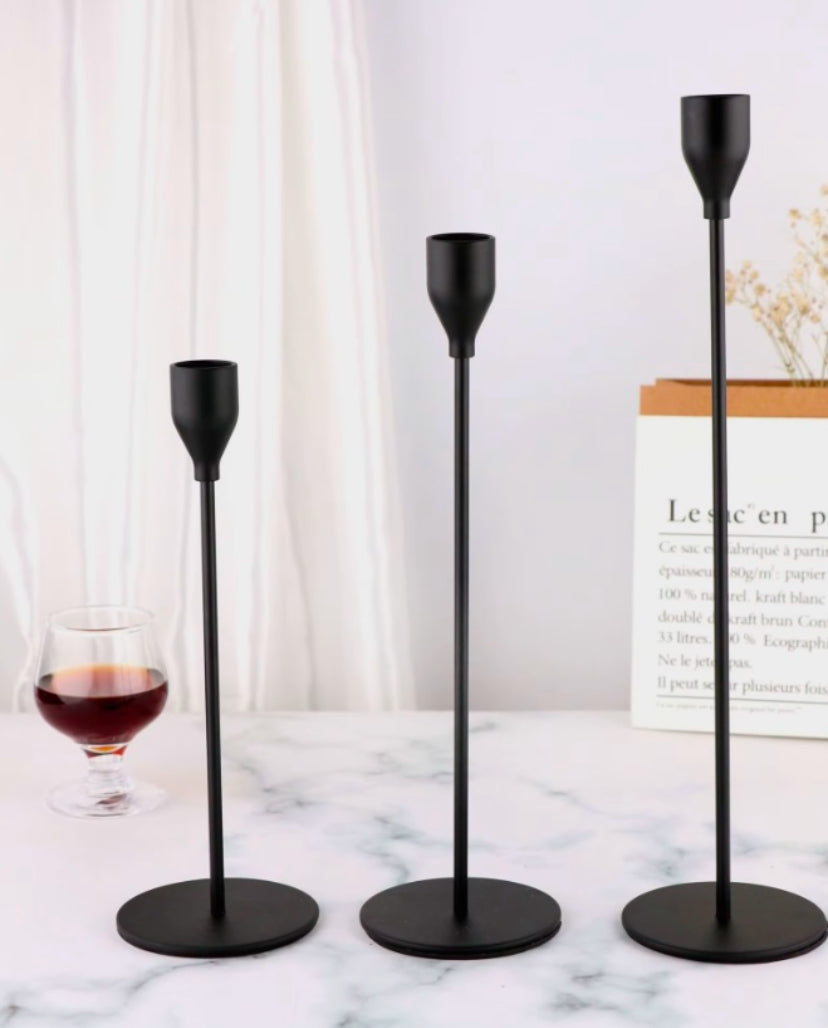 Black candle holder 1 set different size CH-0059