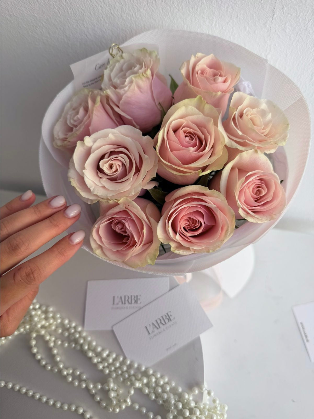 FLOWERS BOUQUET WITH PINK ROSES “MONDIAL PINK ROSES 9”