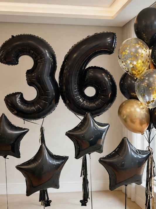 BALOONS SET BLACK AND GOLD (0097)