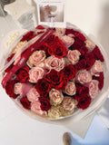 FLOWERS BOUQUET WITH 45 ROSES RED AND PINK