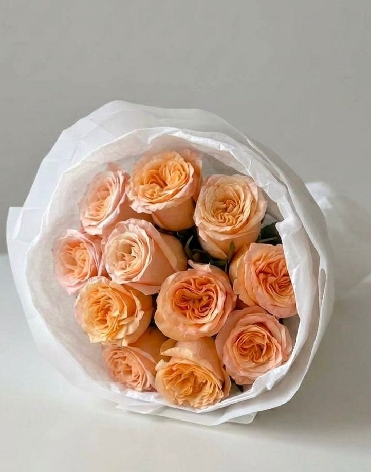 PEACH FLOWERS BOUQUET WITH ROSES PREMIUM 11 PCS