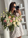 FLOWERS PINK AND GREEN BOUQUET “LEONIE”