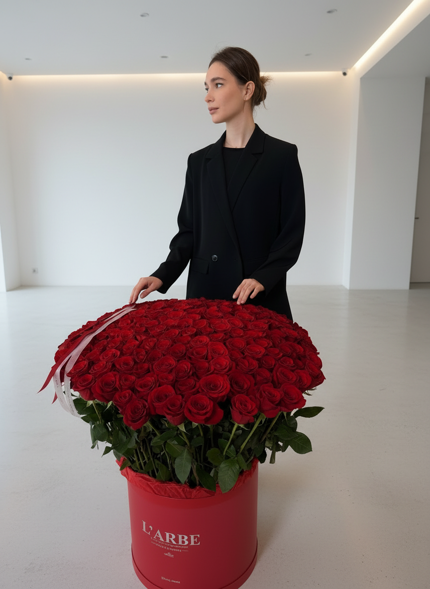 RED BOX WITH PREMIUM ROSES 201 PCS