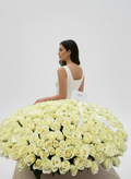 FLOWERS BASKET WITH 301 MINI WHITE ROSES
