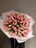 FLOWERS BOUQUET WITH PINK MILK TULIPS 91 PCS “MILKSHAKE VARIETY”
