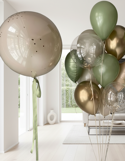 HELIUM BALLOON GREEN AND BEIGE COLOUR #0271
