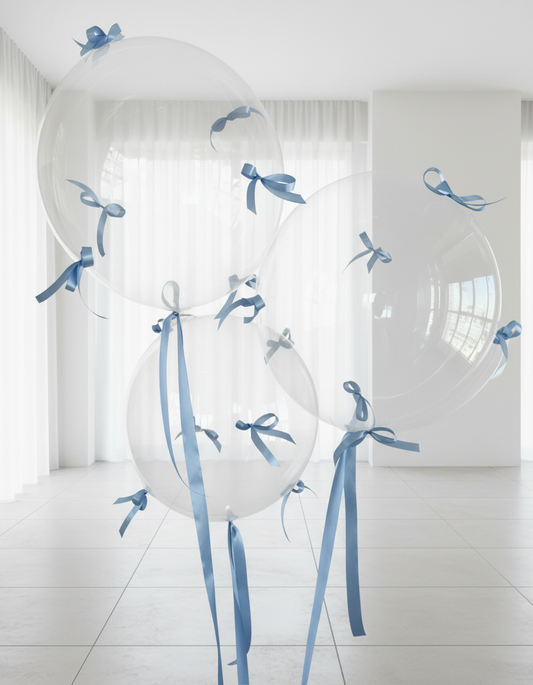 HELIUM BALLOON 3 PCS “BUBBLES WITH RIBBON” 24”