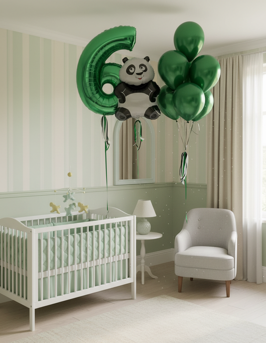 HELIUM BALLOON GREEN WITH PANDA #0228