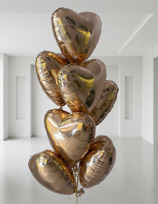 HELIUM BALLOONS “7 ROSE GOLD HEARTS”