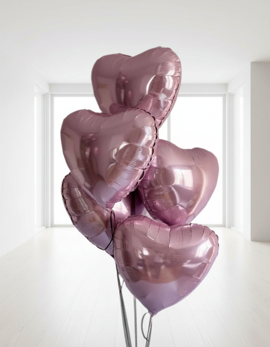 HELIUM BALLOONS “LIGHT PINK HEARTS” 5 PCS