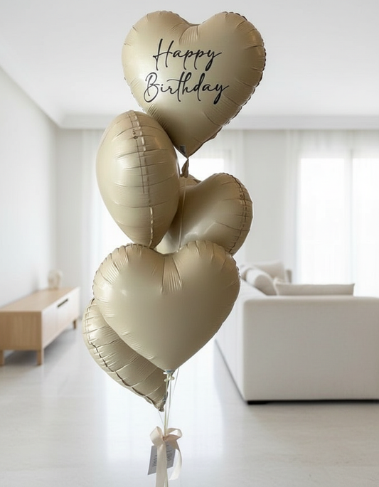 HELIUM BALLOONS “BEIGE HEARTS WITH TEXT”