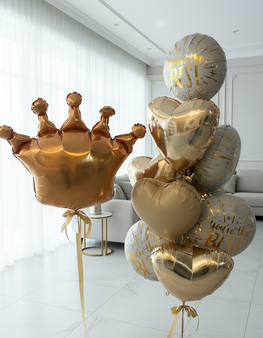 HELIUM BALLOONS GOLD AND BEIGE